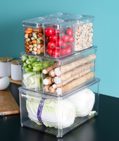 Ensemble de contenants de stockage alimentaire pour réfrigérateur en PET, sans BPA, organisateur transparent frais, boîte de cuisine transparente, bac de congélation pour fruits et légumes