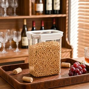 Airtight Moisture Proof Thick Clear <b>Plastic</b> Storage Jars Square Visible <b>Container</b> for Grain <b>Cereal</b> Snack Kitchen Storage - Product Image 1
