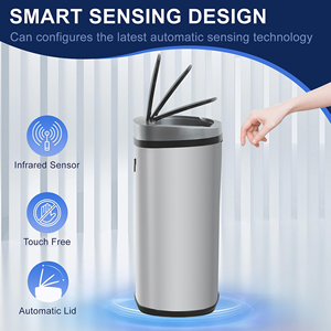 High Quality 13-Gallon Stainless Steel Automatic <b>Sensor</b> Trash Can Lid 50L Modern Kitchen <b>Bin</b> 12L Smart Dustbin for Office - Product Image 6