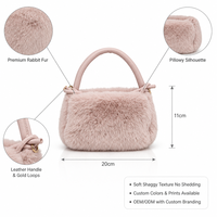 Sac fourre-tout mini carré de luxe en fausse fourrure de vison pour femme, doux, moelleux, sans perte de poils, en polyester, avec fermeture à fermoirs Koo