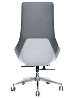 Chaise de bureau contemporaine à dossier haut avec coutures en V, chaise de direction pivotante rembourrée en cuir, base chromée, chaise de bureau à roulettes