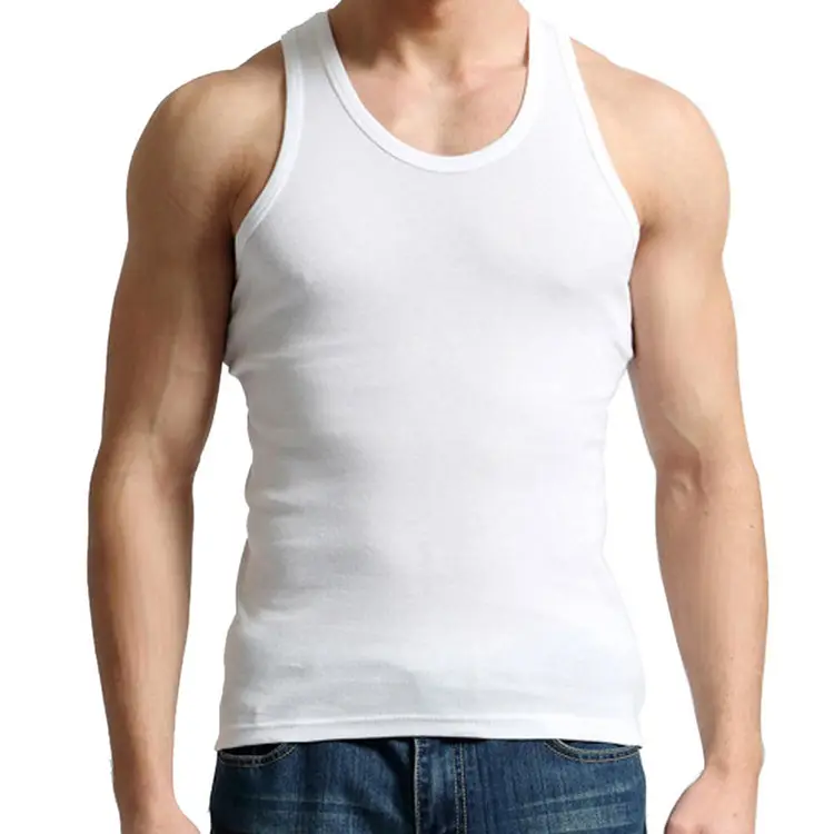 wholesale China Supplier customize jersey white tank top ribbed casual mens gym tank top body building men's vests