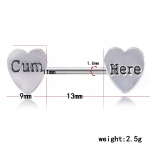 Joyería Corporal de Acero Inoxidable 316L al por Mayor, <span class=keywords><strong>Piercing</strong></span> de Pezón para <span class=keywords><strong>Mujer</strong></span>, Anillo de Pezón con Doble Corazón - Product Image 2