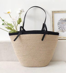 Nouveau sac fourre-tout en coton tressé à la main, simple et tendance, pour femmes, <span class=keywords><strong>grande</strong></span> capacité, sac de plage d'été pour les vacances - Product Image 1