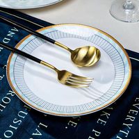 Ensemble d'Assiettes de Table en Porcelaine Fine à Bord Doré, Vaisselle Bleu Ciel, Ensemble de Vaisselle en Céramique de Luxe pour la Vente en Gros