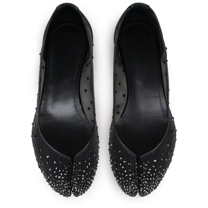 Sandales plates à bout fendu en maille ornées de strass pour femmes, talons plats, diamants, pour pieds larges, grande taille 44, escarpins - Product Image 2