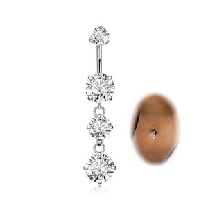 CRYSPURE <span class=keywords><strong>Piercing</strong></span> all'<span class=keywords><strong>Ombelico</strong></span> in Acciaio Inossidabile 14g con Triplo Zircone Rotondo, Gioiello Pendente Lungo per Donna, Colore <span class=keywords><strong>Oro</strong></span> Rosa, Vendita all'Ingrosso OEM - Product Image 5