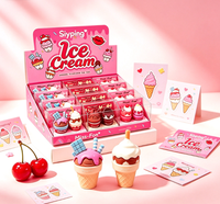 Huile repulpante pour les lèvres végane longue durée, hydratante et waterproof, effet brillant, en tubes emballages « Ice Cream Lip Gloss »