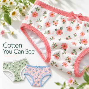 <span class=keywords><strong>Sous</strong></span>-vêtements pour filles en coton jersey écologique 140 g/m² respirant, motif floral de printemps, avec nœud décoratif, tailles 2-8, vente en gros - Product Image 2