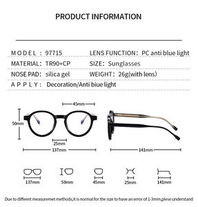 Lunettes pour femmes Nouvel An 2024 Lunettes TR90 + CP Ronde Optique Bleu Lumière Blocker <span class=keywords><strong>Photochromique</strong></span> Et <span class=keywords><strong>Anti</strong></span>-Bleu <span class=keywords><strong>Lunette</strong></span> - Product Image 5