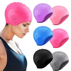 Long Short Hair Pool Men Women Waterproof Swim Cap With Ear Protect Diving Swimming Silicone Waterproof Large Swim Caps