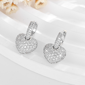 <span class=keywords><strong>Orecchini</strong></span> a Cerchio con Ciondolo a Cuore alla Moda, Placcati in Oro 14k con Zirconia Cubica, Gioielli per Donne - Product Image 2