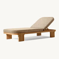 Chaise longue de luxe en teck pour l'extérieur, design moderne, résistante aux UV, mobilier de bronzage avec coussins pour hôtel, bord de piscine, villa