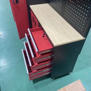 Banc de travail modulaire personnalisé en acier inoxydable pour atelier et garage, avec armoire à outils, panneau perforé et tiroir verrouillable - Product Image 3
