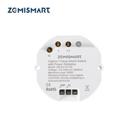 Module d'interrupteur intelligent Zemismart Tuya Zigbee 1 ou 2 voies avec statistiques de consommation, installation dissimulée sans fil neutre, compatible Alexa Google Home