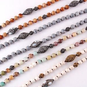 10MM Natural <strong>Black</strong> Agate Stone Beads Knotted <strong>Necklace</strong> Handmade Paved Freshwater <strong>Pearl</strong> Beads Long <strong>Necklace</strong> - Product Image 2