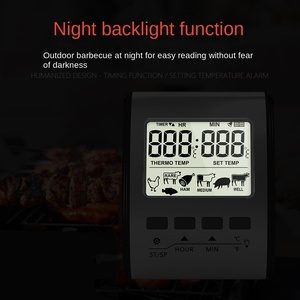 Termometer makanan Oven Stainless Steel, pengukur suhu makanan untuk dapur barbekyu menggunakan tampilan Digital penghitung waktu mundur nilai IP65 dapat disesuaikan - Product Image 5