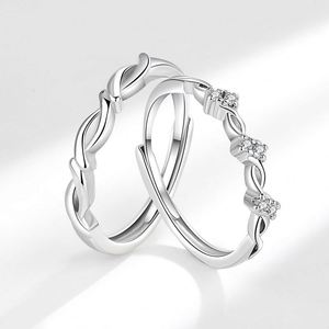 Anillos De Pareja Platinum Plated <b>Ring</b> Open Adjustable Geometric Interweave Cross Limitless <b>Couple</b> Wedding Engagement <b>Ring</b> - Product Image 1