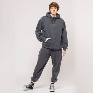 เสื้อฮู้ดปักลายสำหรับผู้ชาย,เสื้อมีฮู้ดสีเทาฟอกด้วยผ้าฝ้ายปรับแต่งโลโก้ได้ตามต้องการฤดูใบไม้ร่วงปี2021 - Product Image 4