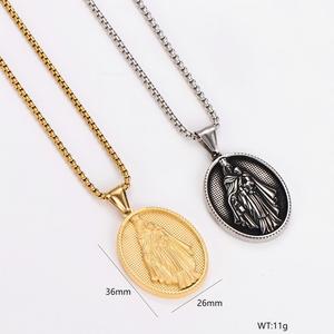 Medalla de la Virgen del <span class=keywords><strong>Carmen</strong></span>, Virgen María, Religiosa, Cristiana, Católica, Colgante de Acero Inoxidable, Joyería de Moda, Collar, Venta al por Mayor - Product Image 3