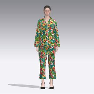Pyjamas pour femmes Hot Fashion <span class=keywords><strong>Animal</strong></span> et fleur Satin soie femmes imprimé motif pyjamas - Product Image 1