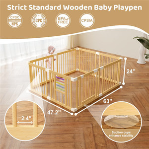 Parc pour bébé Montessori pliable, barrière de sécurité <span class=keywords><strong>en</strong></span> <span class=keywords><strong>bois</strong></span> pour bébé, barrière de sécurité portable pour enfant, porte de sécurité, clôture - Product Image 6