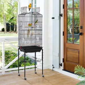 Papağan Lovebirds Finches kanaryalar <span class=keywords><strong>Parakeets</strong></span> için ayrılabilir haddeleme standı ile 64 inç oyun açık üst orta küçük kuş kafesi - Product Image 6