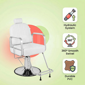 Sillón de Peluquería con Estructura de Acero Inoxidable Cromado, <span class=keywords><strong>Reclinable</strong></span>, Hidráulico y Ajustable <span class=keywords><strong>para</strong></span> Salón de Belleza - Product Image 4