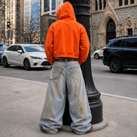 Ensemble 2 pièces Y2K imprimé numérique, style vintage, avec sweat à capuche zippé oversize et jean baggy 100 % coton, survêtement pour homme – Vente flash