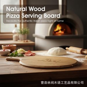 Gleenflux Acacia Wood Pizza <b>Tray</b> 40.6x30.5cm Round With Handle For Serving And Cutting - Product Image 5