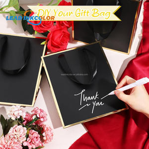 Driew Luxury Small Black Gift Bags Bulk 100 Pcs Min Thick Kraft Paper Black Handles Set Wedding Party Baby Shower Custom Logo - Product Image 2