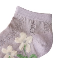 Kaus Kaki Wanita Motif Bunga Cantik, Model Vintage dengan Manset Berumbai, Cetak Bunga, Pendek, Manis, Kasual, Bernapas, Potongan Rendah