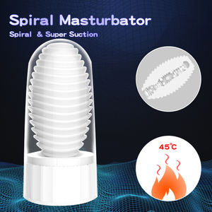 Waterdichte Spiraal Vibratie Masturbator Cup Voor Mannen Volwassen Seks Vagina Vrouwelijke Masturbatie Mannelijke Seksspeeltjes Wit Doos - Product Image 2