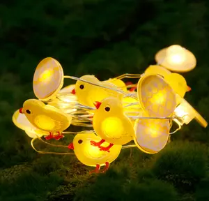 Paskalya dekor ışıkları tavşan havuç civciv pil kumandalı 2 Set paskalya dize ışıkları zamanlayıcı ile led dekorasyon dize ışık