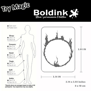 Tatouage au stylo Boldink personnalisé, réaliste, effet flamme, imperméable, longue durée (2 semaines), encre Jagua Juice - Product Image 4