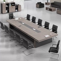 Table de conférence moderne en bois de grande taille, design carré simple, mobilier de bureau commercial modulaire JunCheng FS-704 10 places