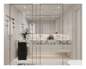 Minimalist Wall Mounted <strong>Rustic</strong> Glass Wash Basin Plywood Double Sink Bathroom Vanities <strong>Cabinet</strong> With Mirror - Product Image 4