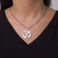 Collier en acier inoxydable avec pendentif symbole Om indien et trident, symbole Om Shiva, bijou talisman vintage pour le yoga