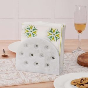 Servilletero decorativo de travertino Beige, servilletero de piedra en forma de arco para mesa de comedor, <span class=keywords><strong>gran</strong></span> organizador de encimera de cocina - Product Image 3