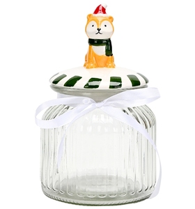 Giáng sinh loạt lọ thủy tinh dọc sọc trang trí kín Cookie hạt Snack Canister đường lưu trữ lọ thủy tinh - Product Image 6