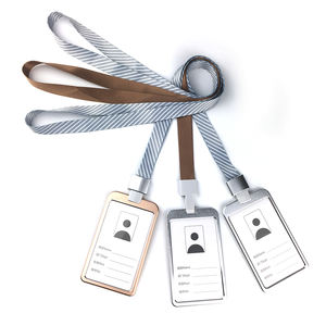 Distintivi porta carte d'identità in lega di alluminio e porta Badge con nome verticale con cordino in poliestere personalizzato - Product Image 2
