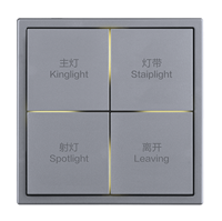 Interrupteur mural intelligent KNX Laigen 86 Type 4 gangs 8 voies gris foncé PC avec grille LED pour contrôle de scène et rideau lumineux à distance