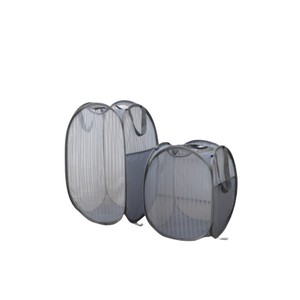 Collapsible Laundry <b>Basket</b> Breathable Mesh Round Standing Type For Clothing <b>Storage</b> Bathroom Use - Product Image 5