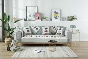 Coussins de canapé imprimés à carreaux simples avec motif de poisson de dessin animé <span class=keywords><strong>pour</strong></span> toutes les saisons, en coton universel antidérapant, serviettes de canapé en gros - Product Image 4