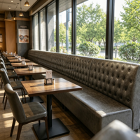 Ensemble de salle à manger de luxe moderne en cuir capitonné, mobilier durable en bois pour hôtels, cafés et restaurants, sièges de banquette OEM ODM