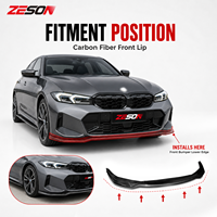 Lèvre de pare-chocs avant en fibre de carbone véritable style ZESON pour BMW Série 3 G20 LCI M340i 330i 2023+