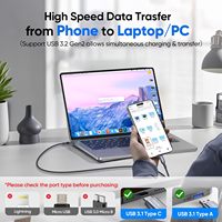 Transfer Data kecepatan tinggi 10Gbps kustom kabel 5V/3A 60W USB 3.2 Gen 2 tipe A ke Tipe C