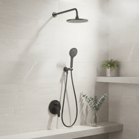 Ensemble de robinetterie de douche murale noir mat encastré avec mitigeur