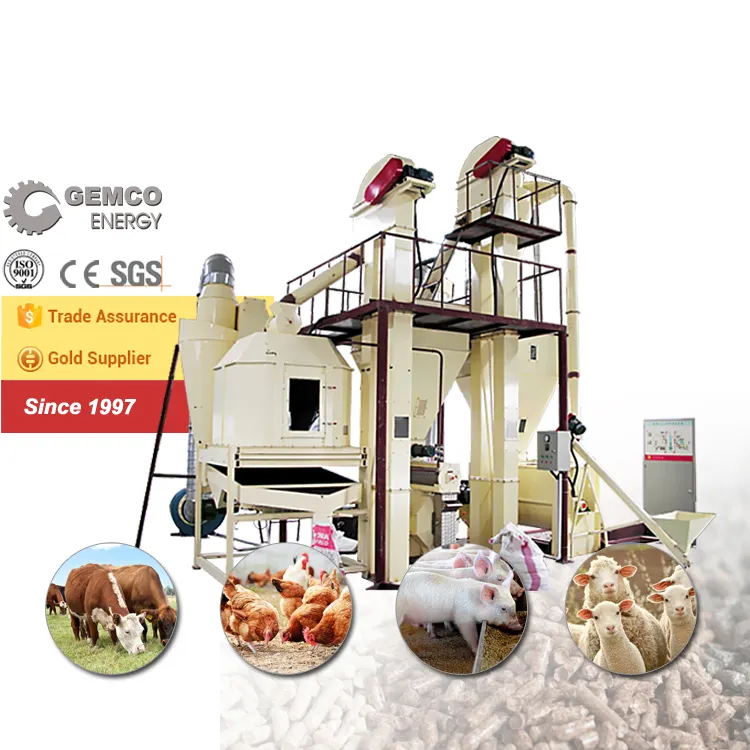 가금류 사료 육계 식품 펠렛 생산 기계 2tph 사료 공장 기계 자동 동물 사료 가공 공장 디자인
