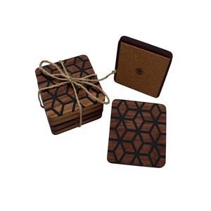 Juego de Posavasos de Madera de Nogal Hechos a Mano de Alta Calidad, Diseño Cuadrado Moderno, Accesorios de Cocina Ecológicos, Opción de Logotipo Personalizado, Multiusos - Product Image 1